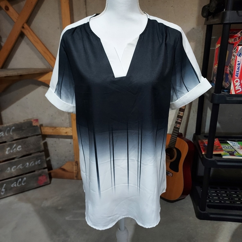Black and White Ombre Women's Blouse